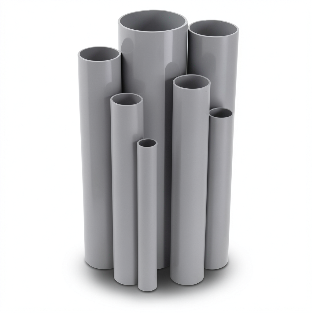 مواسير UPVC جدول 40 مقاس ½ إنش سمك 2.77 مم لون رمادي
