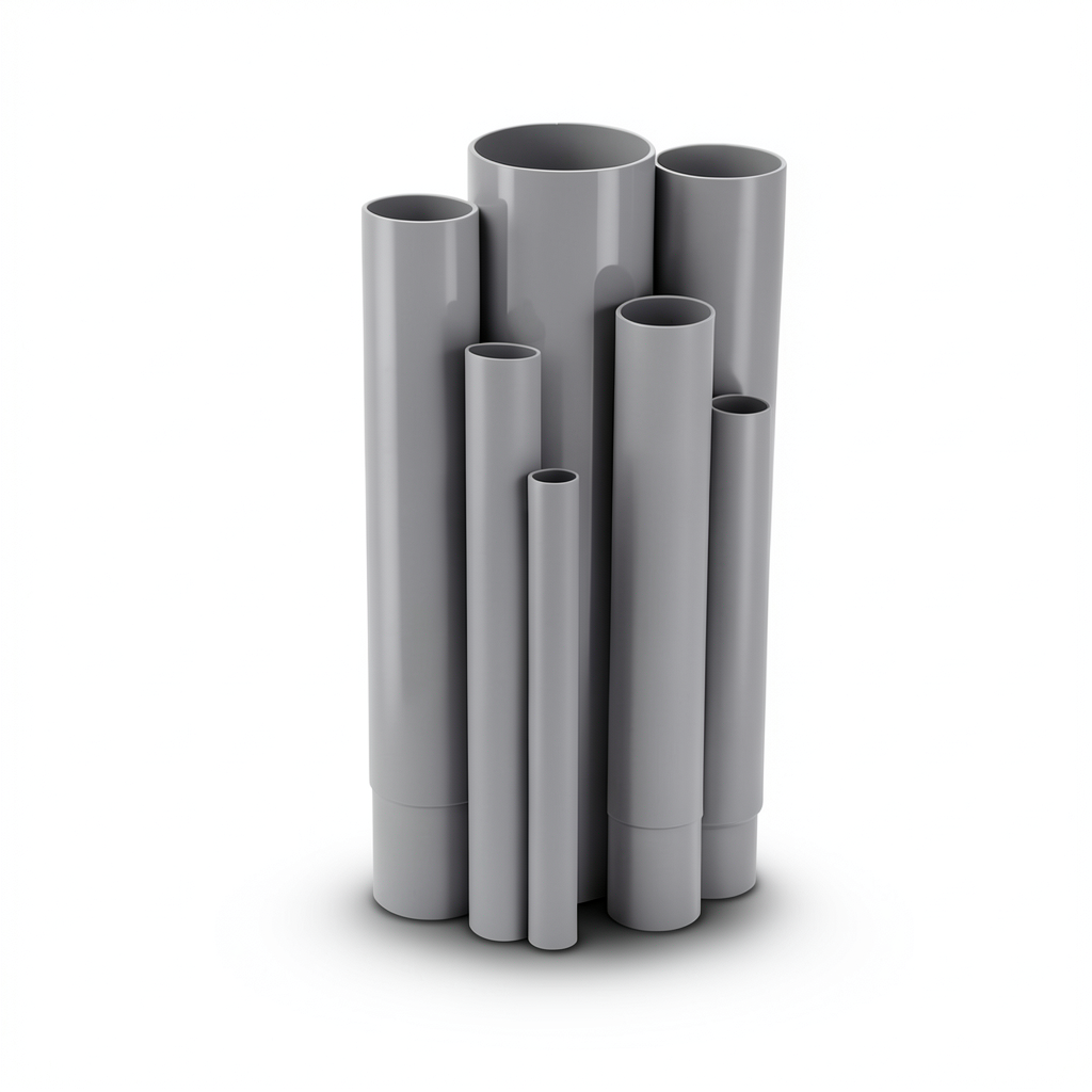 مواسير UPVC جدول 40 مقاس ½ 1 إنش سمك 3.68 مم لون رمادي