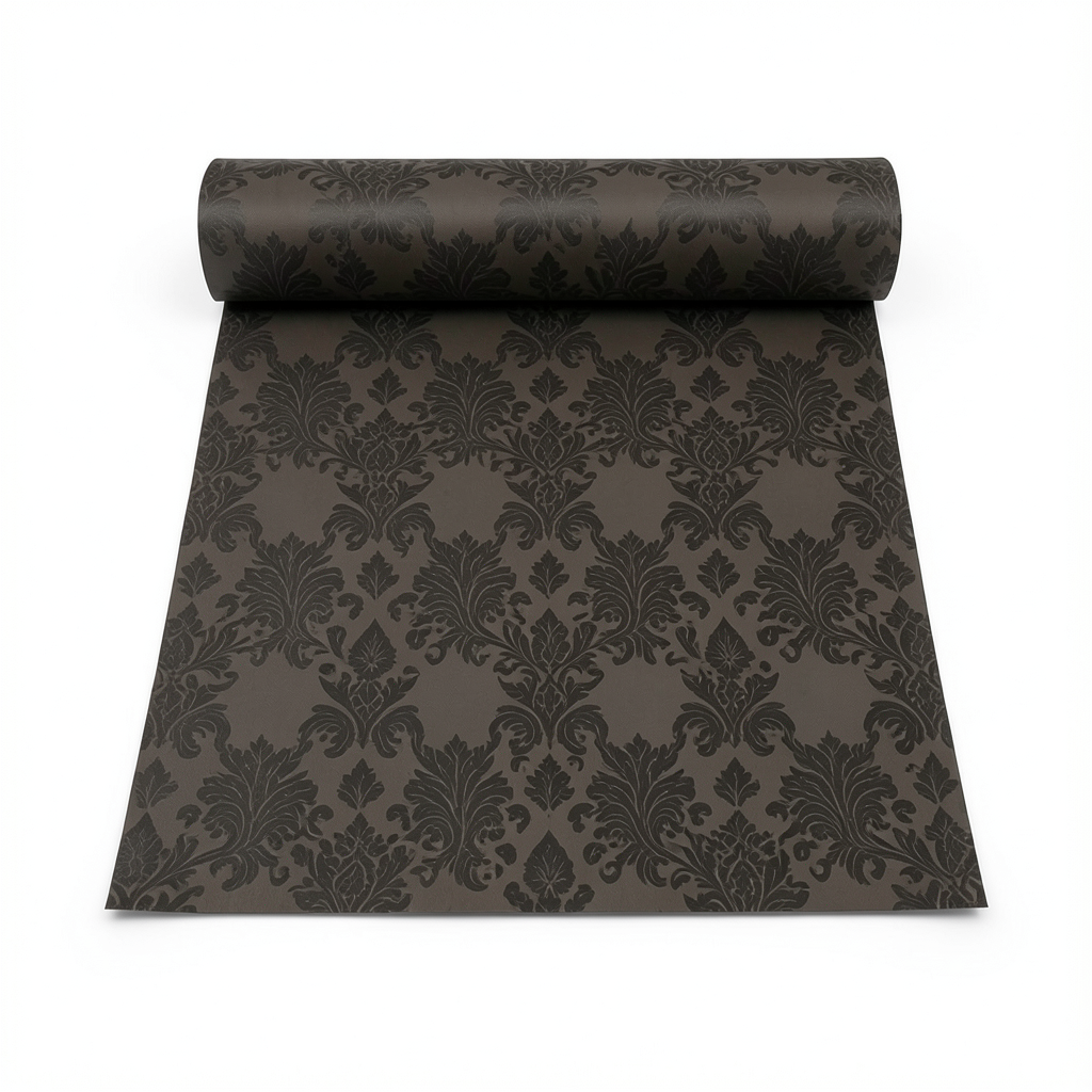 Italian Patterned Wall Covering Size 10m x 0.73m, Dark Brown