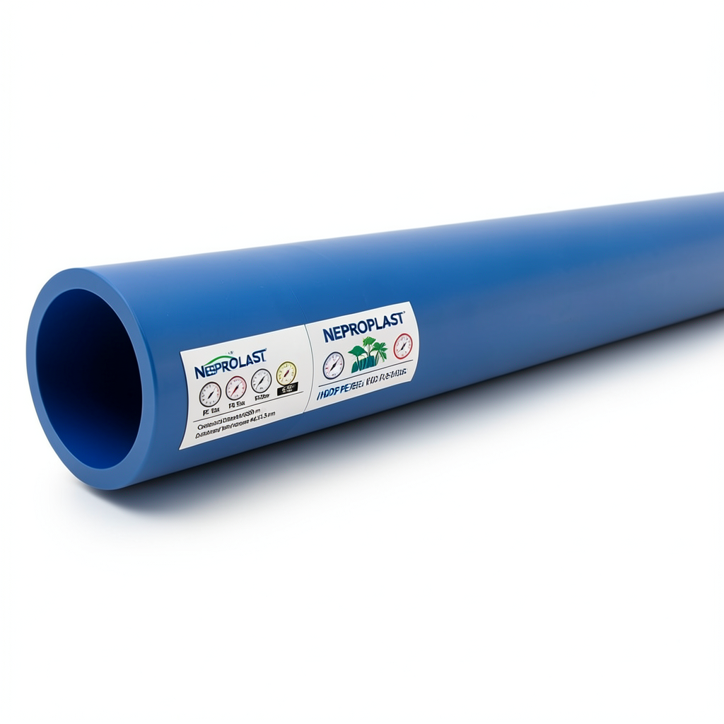 مواسير HDPE PE 100 ضغط 12.5 بار قطر خارجي 630 مم سمك 46.3 مم لون أزرق | نيبروبلاست