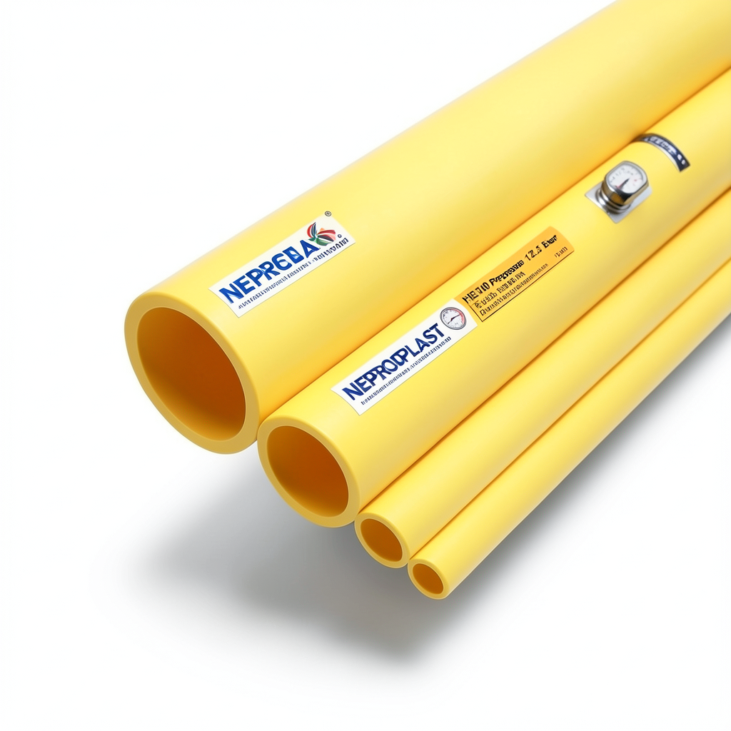 أنابيب HDPE PE 100 ضغط 12.5 بار قطر خارجي 180 مم سمك 13.3 مم لون أصفر | نيبروبلاست