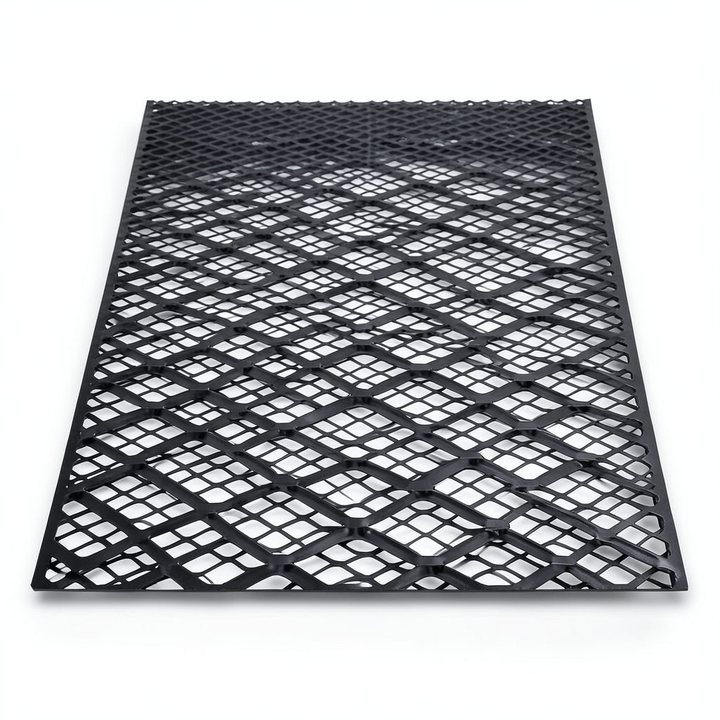 Hot Rolled Steel Expanded Metal Mesh 2.8 mm Thickness 2.44 m Width 1 m Length, Black
