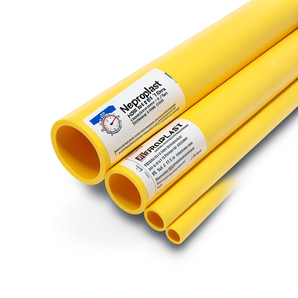 أنابيب HDPE نيبروبلاست PE 100 ضغط 12.5 بار قطر خارجي 200 مم سمك 14.7 مم لون أصفر | نيبروبلاست