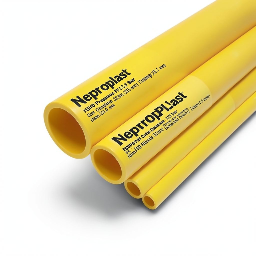 أنابيب HDPE نيبروبلاست PE 100 ضغط 12.5 بار قطر خارجي 355 مم سمك 26.1 مم أصفر | نيبروبلاست