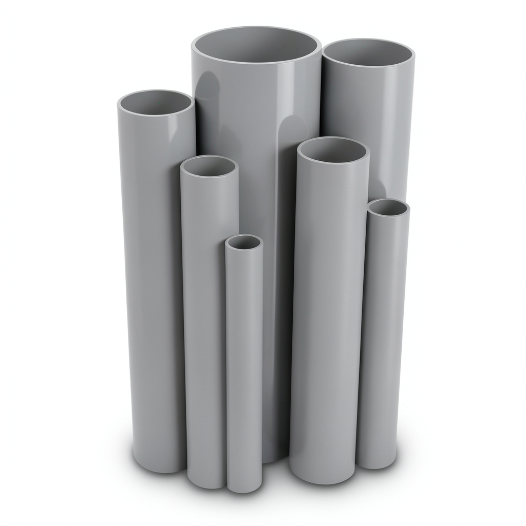 مواسير UPVC جدول 40 مقاس ½ 1 إنش سمك 3.68 مم لون رمادي
