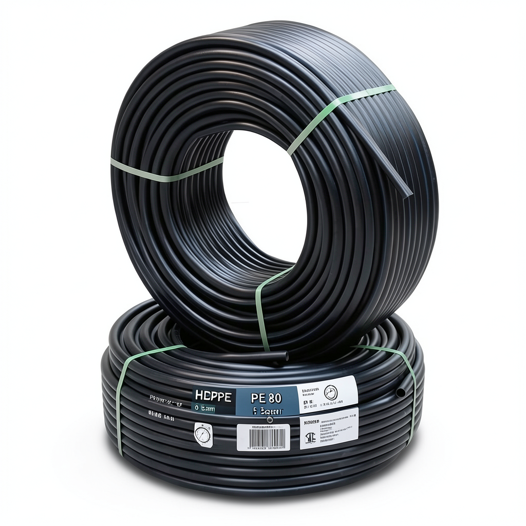 أنابيب HDPE PE 80 ضغط 6 بار قطر خارجي 90 مم سمك 4.1 مم لون أسود | نيبروبلاست