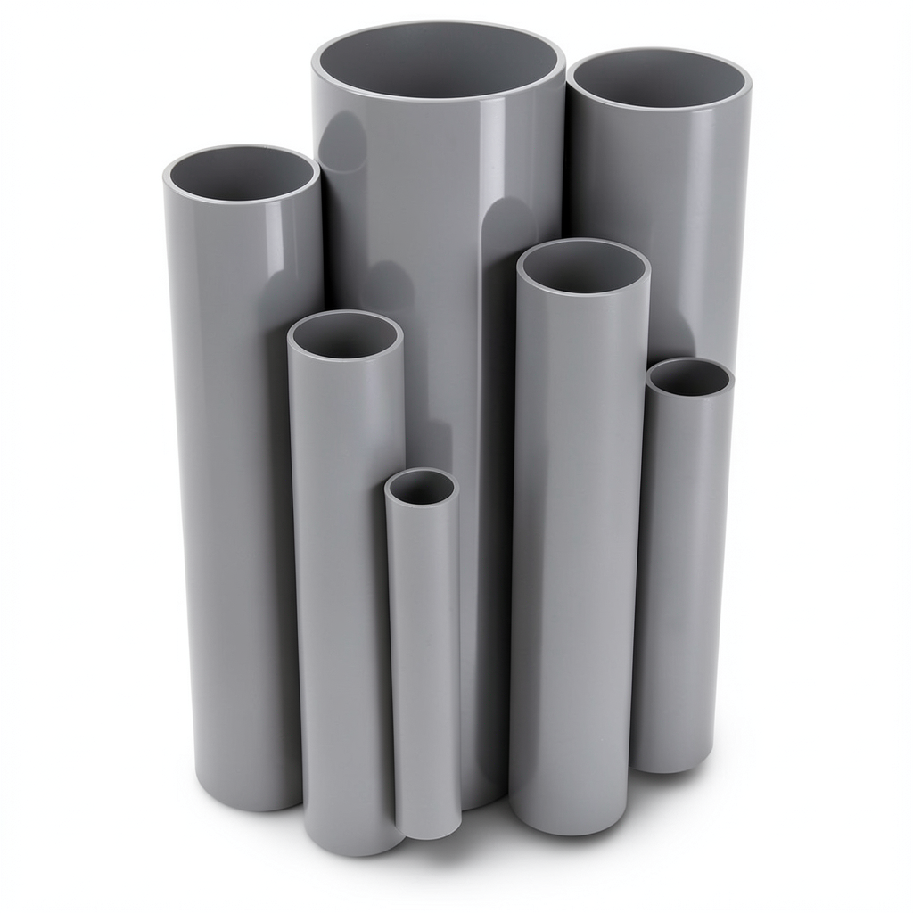 مواسير UPVC جدول 40 مقاس 4 إنش سمك 6.02 مم لون رمادي