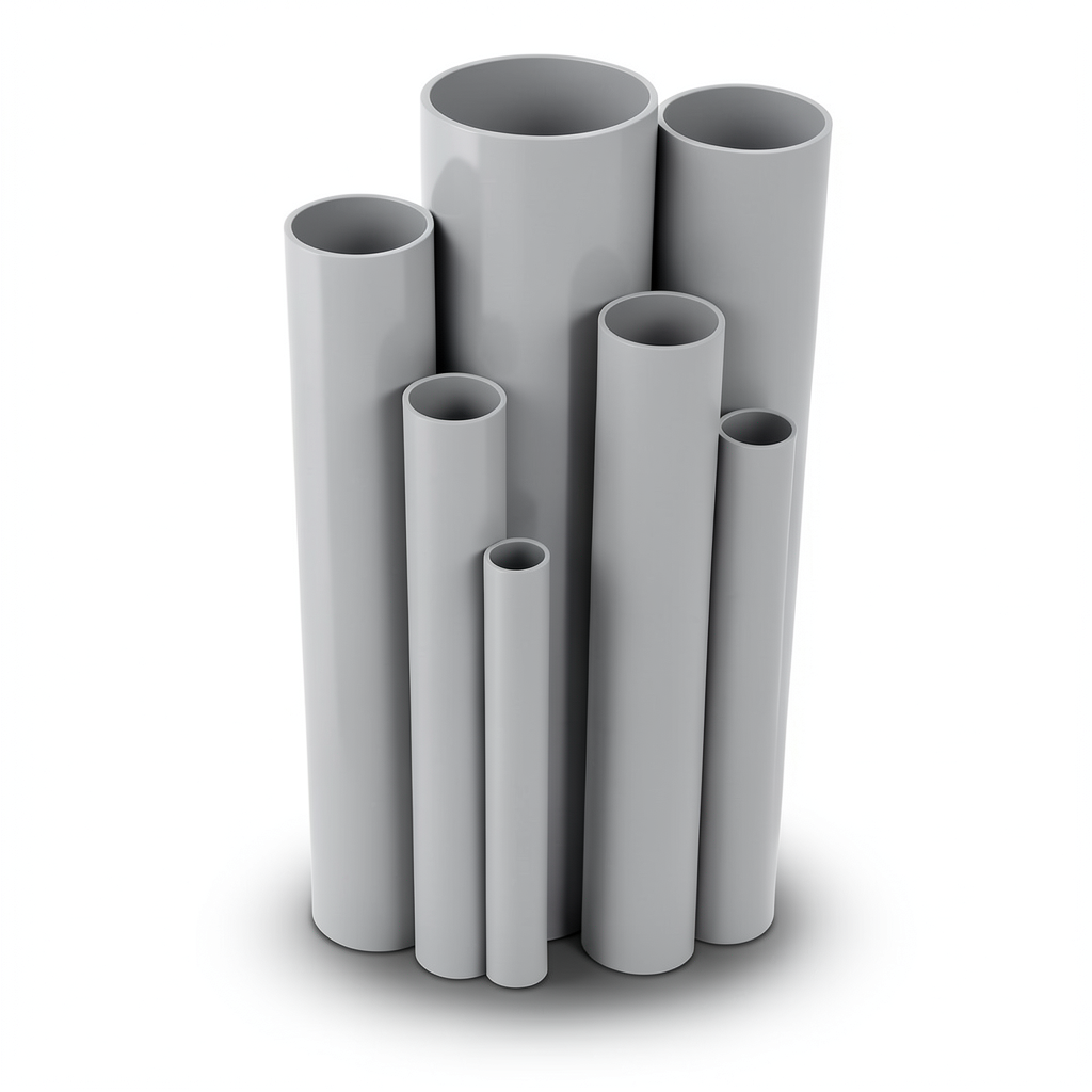 مواسير UPVC جدول 80 مقاس ½ 1 إنش سمك 5.08 مم لون رمادي