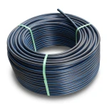 لفة أنابيب بلاستيك HDPE ضغط 20 بار PE 100، قطر خارجي 110 مم SDR 9 أسود مع خطوط زرقاء