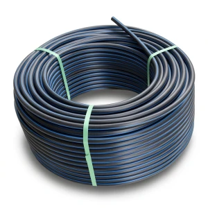 لفة أنابيب بلاستيك HDPE ضغط 20 بار PE 100، قطر خارجي 110 مم SDR 9 أسود مع خطوط زرقاء