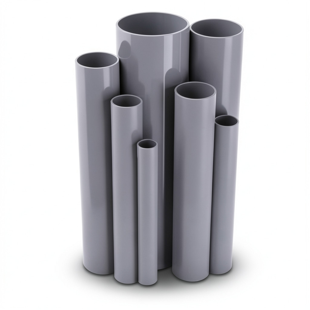 UPVC Pipes Nominal Pressure 9 Bar Outside Diameter 114.5 mm Thickness 5.2 mm Gray