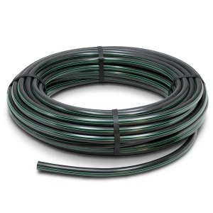 لفة أنابيب بلاستيك HDPE ضغط 4 بار PE 80 قطر خارجي 63 مم SDR 41 اسود مع خط اخضر
