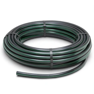 HDPE Plastic Coil Pipe Nominal Pressure 4 Bar PE 80 OD 90 mm SDR 41 Black with Green Stripes
