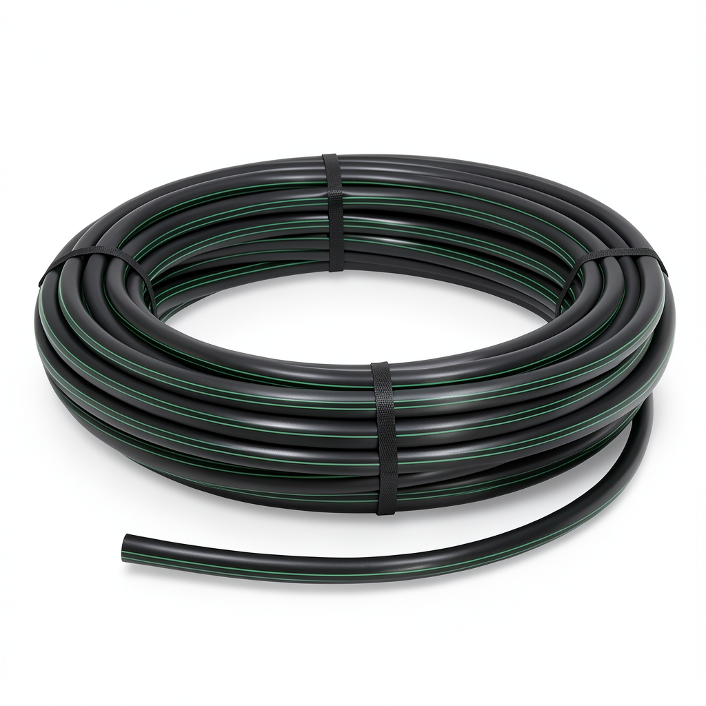 HDPE Plastic Coil Pipe PN 4 Bar PE 80 OD 75 mm SDR 41 Black with Green Stripes