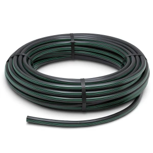 HDPE Plastic Coil Pipe Nominal Pressure 4 Bar PE 80 OD 90 mm SDR 41 Black with Green Stripes