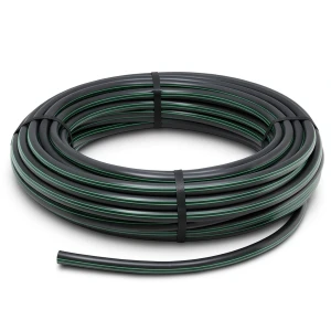 HDPE Plastic Coil Pipe Nominal Pressure 4 Bar PE 80 Outside Diameter 140 mm SDR 41 Black with Green Stripes