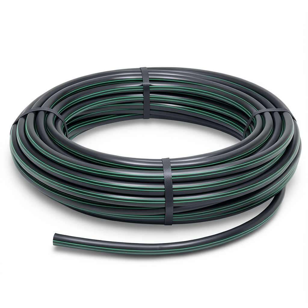 HDPE Plastic Coil Pipe PN 4 Bar PE 80 OD 50 mm SDR 33 Black with Green Stripes