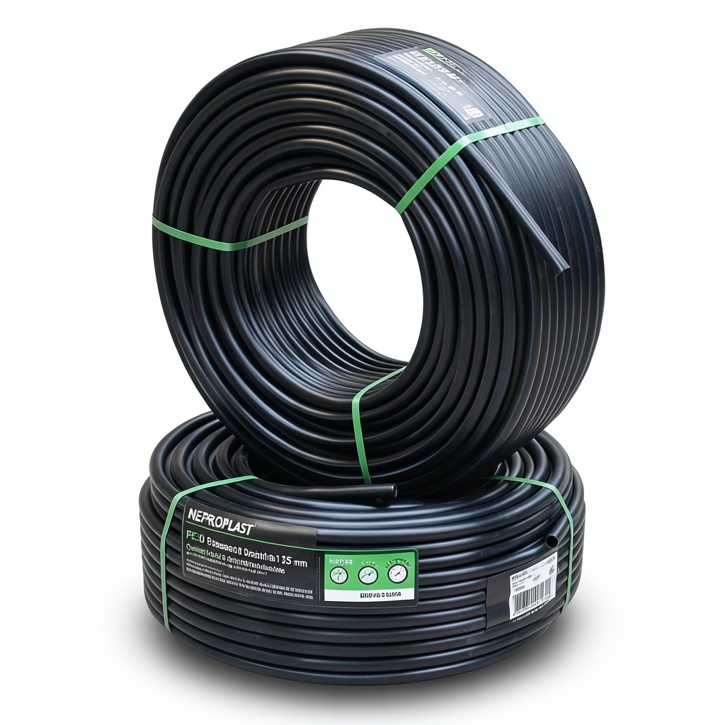 أنابيب HDPE PE 80 ضغط 6 بار قطر خارجي 125 مم سمك 5.7 مم لون أسود | نيبروبلاست