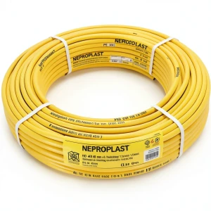 أنابيب HDPE نيبروبلاست PE 80 ضغط 6 بار قطر خارجي 40 مم سمك 1.9 مم لون أصفر | نيبروبلاست