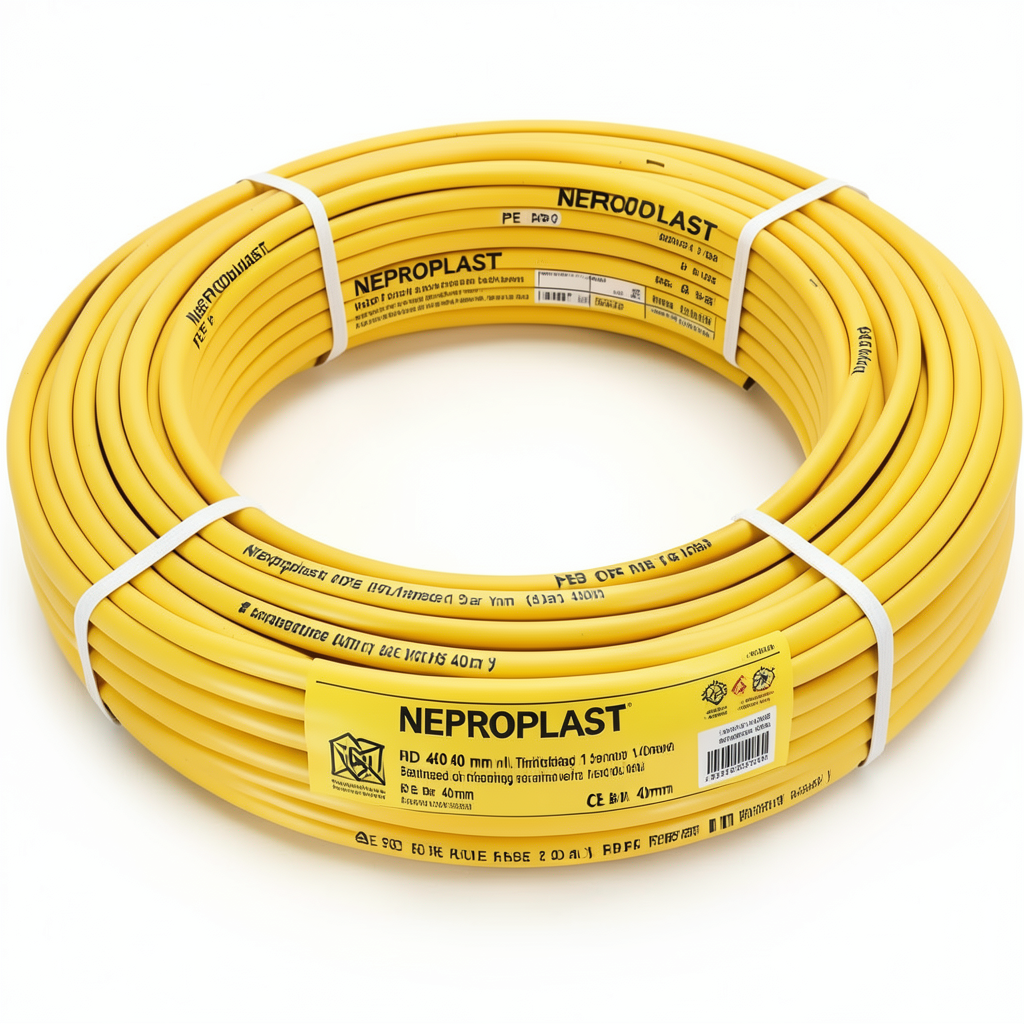 أنابيب HDPE نيبروبلاست PE 80 ضغط 6 بار قطر خارجي 40 مم سمك 1.9 مم لون أصفر | نيبروبلاست