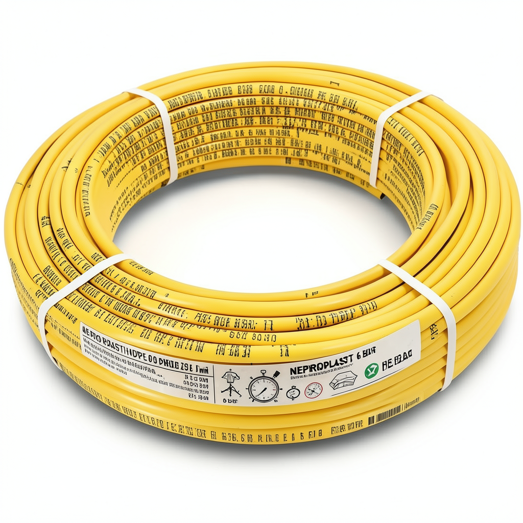 أنابيب HDPE PE 80 ضغط 6 بار قطر خارجي 63 مم سمك 2.9 مم لون أصفر | نيبروبلاست