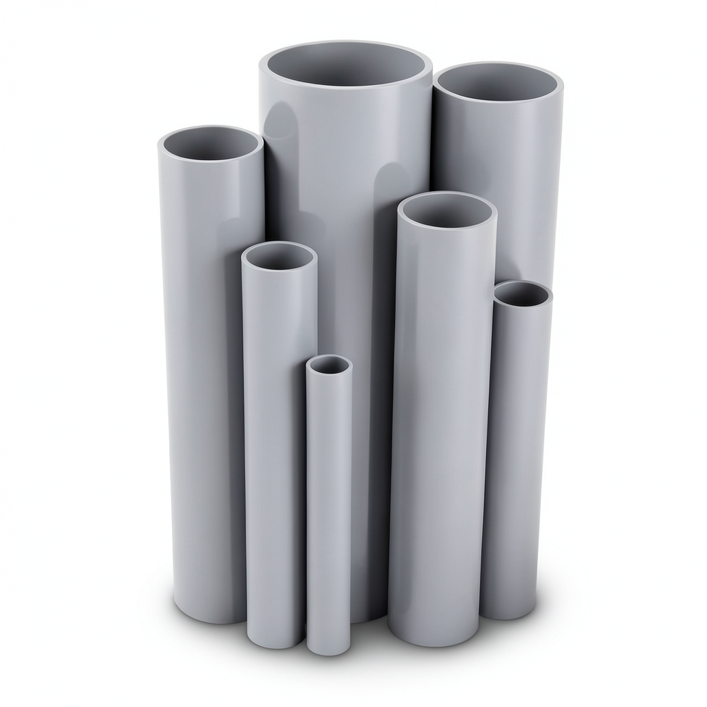 UPVC Pipes Nominal Pressure 6 Bar Outside Diameter 114.1 mm Thickness 3.4 mm Gray