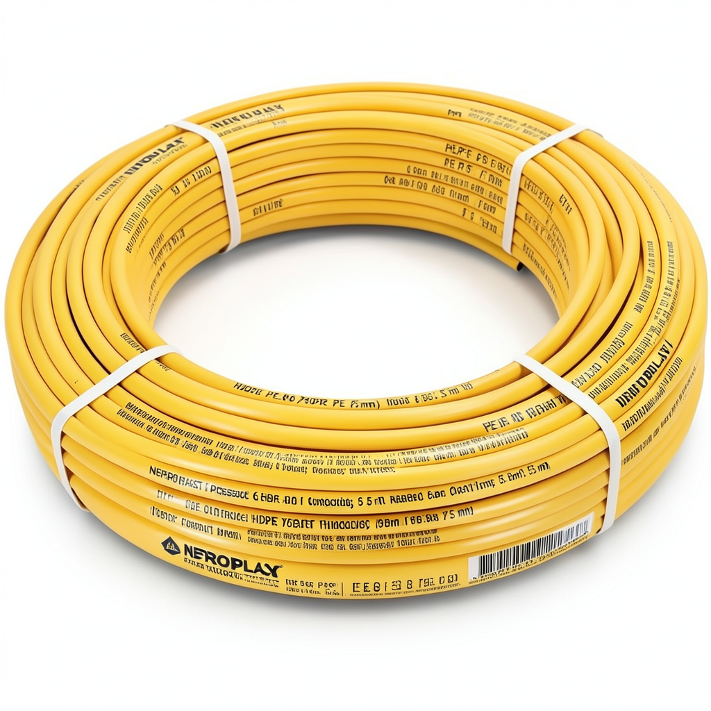 أنابيب HDPE PE 80 ضغط 6 بار قطر خارجي 75 مم سمك 3.5 مم لون أصفر | نيبروبلاست