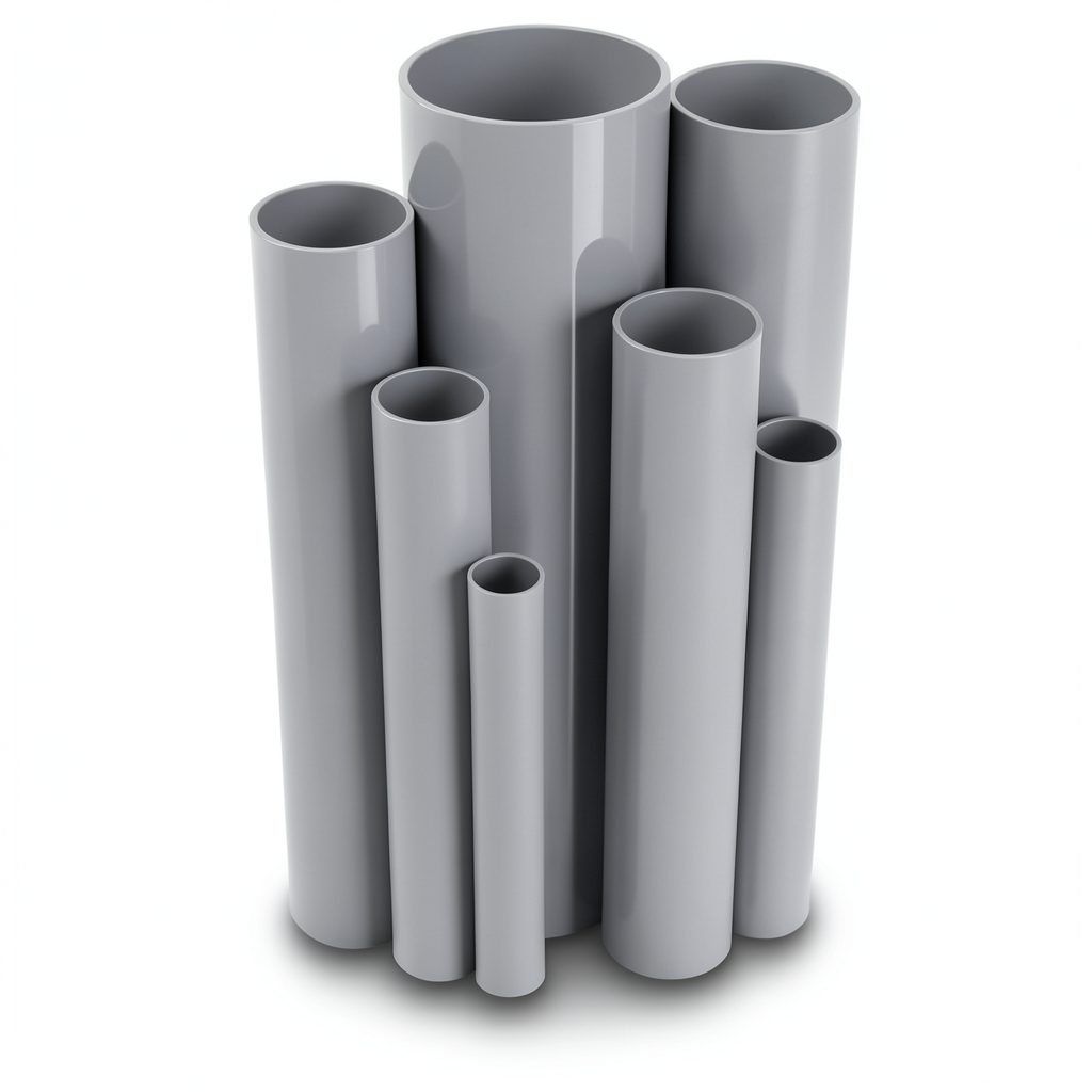 مواسير UPVC جدول 80 مقاس ½ 2 إنش سمك 7.01 مم لون رمادي