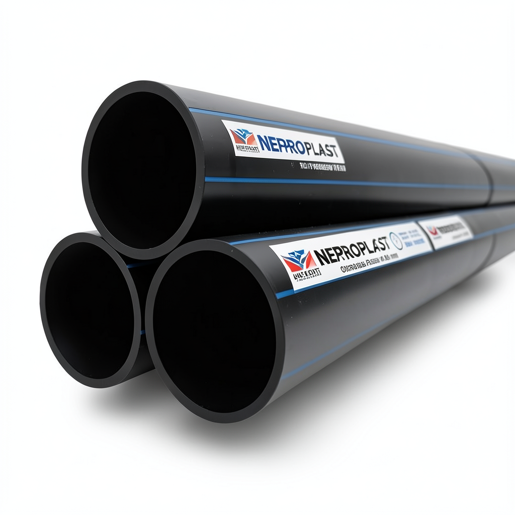 HDPE Pipes PE 80 Nominal Pressure 10 Bar Outside Diameter 140 mm Thickness 10.3 mm Black | NEPROPLAST