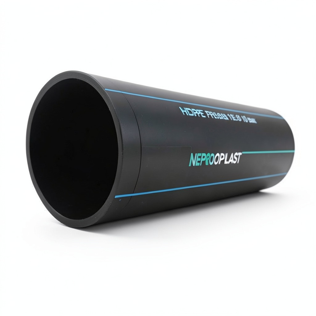 أنابيب HDPE PE 80 ضغط اسمي 10 بار قطر خارجي 160 مم سمك 11.8 مم أسود | نيبروبلاست