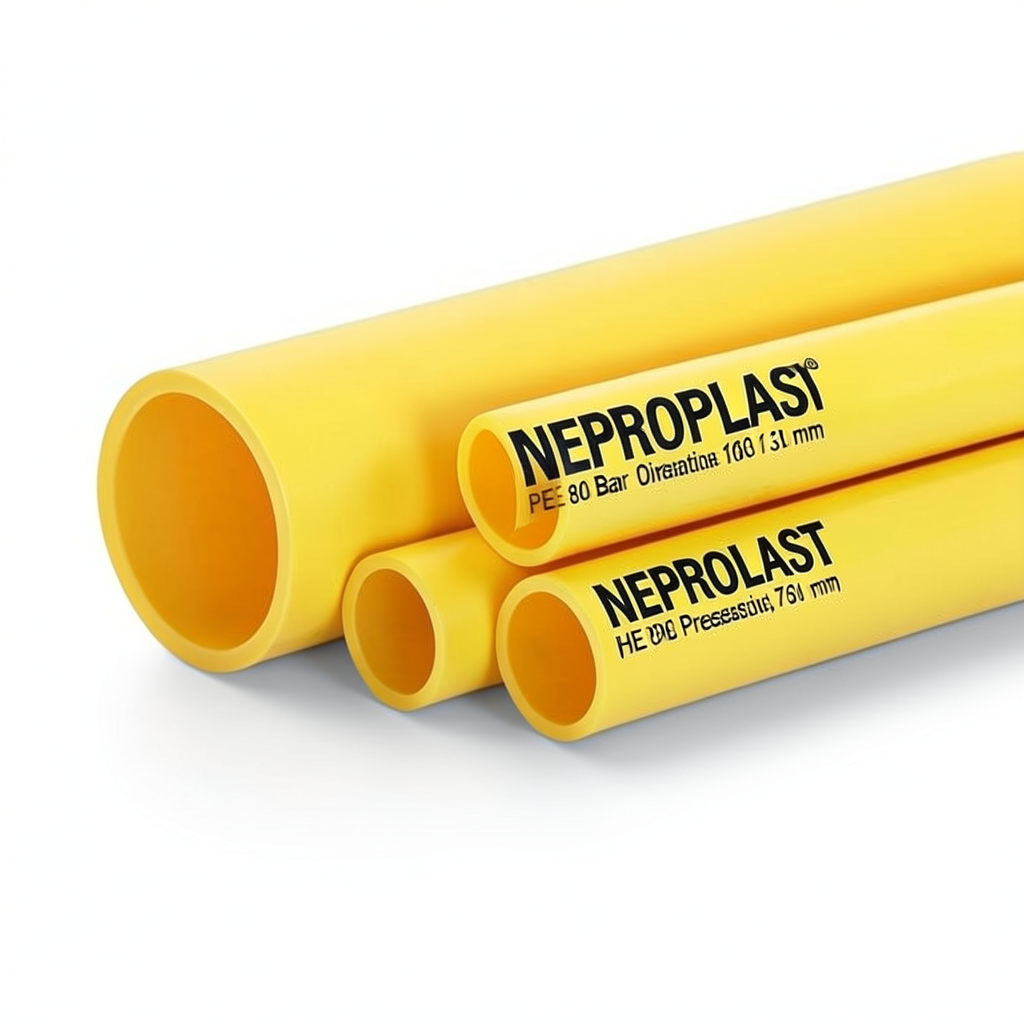 مواسير HDPE PE 80 ضغط 6 بار قطر خارجي 160 مم سمك 7.3 مم لون أصفر | نيبروبلاست