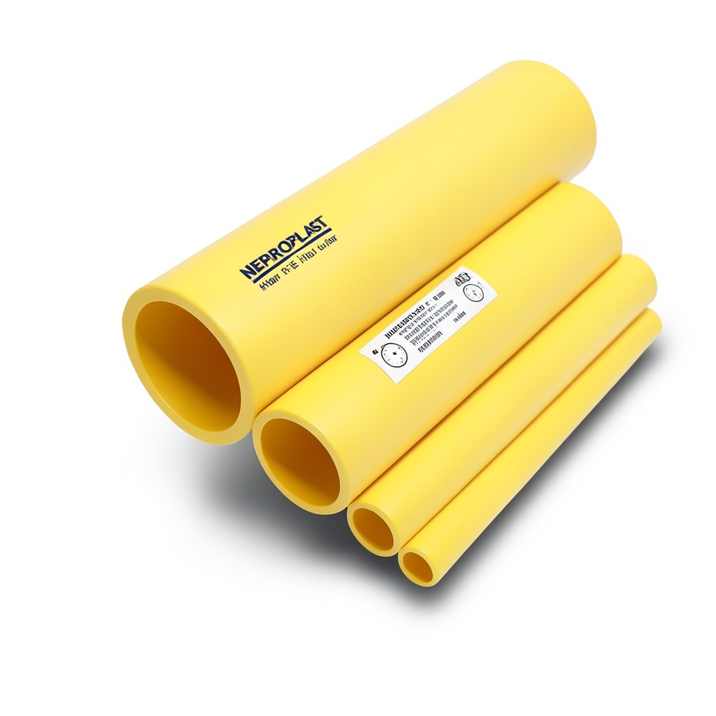HDPE Pipes PE 80 Pressure 10 Bar Diameter 180 mm Thickness 13.3 mm Yellow | NEPROPLAST