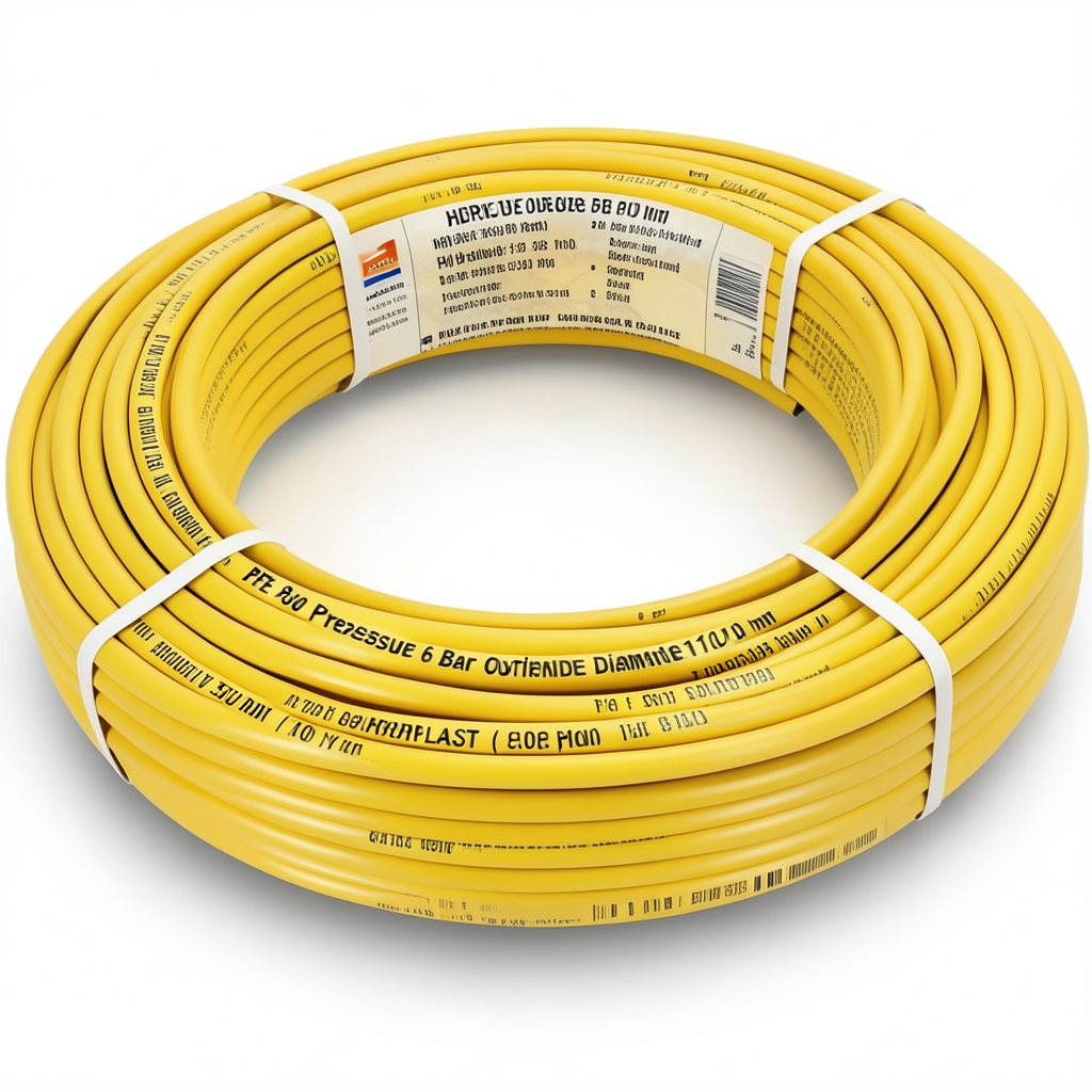 أنابيب HDPE PE 80 ضغط 6 بار قطر خارجي 110 مم سمك 5.0 مم لون أصفر | نيبروبلاست