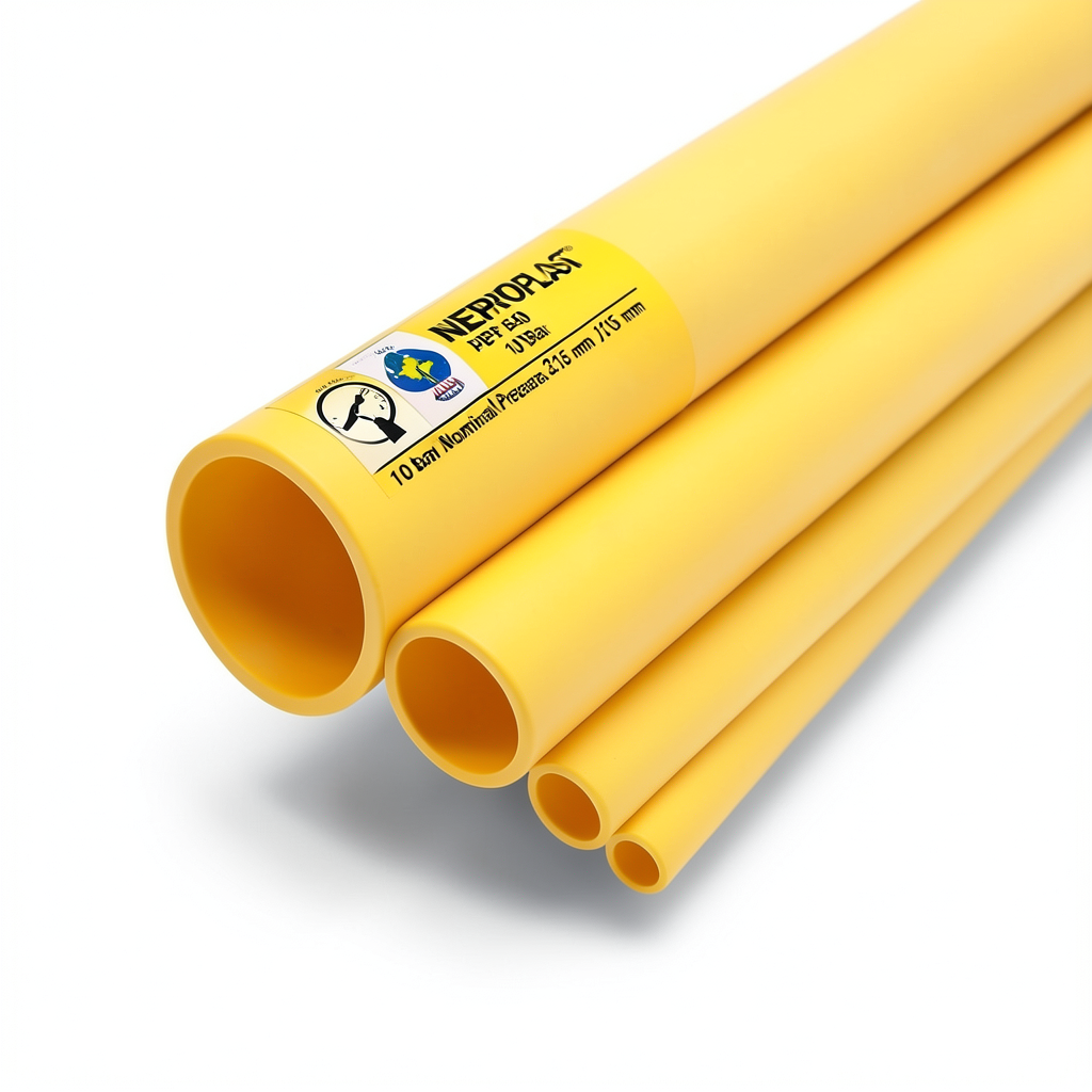 مواسير HDPE PE 80 ضغط 10 بار قطر خارجي 315 مم سمك 23.2 مم لون أصفر | نيبروبلاست