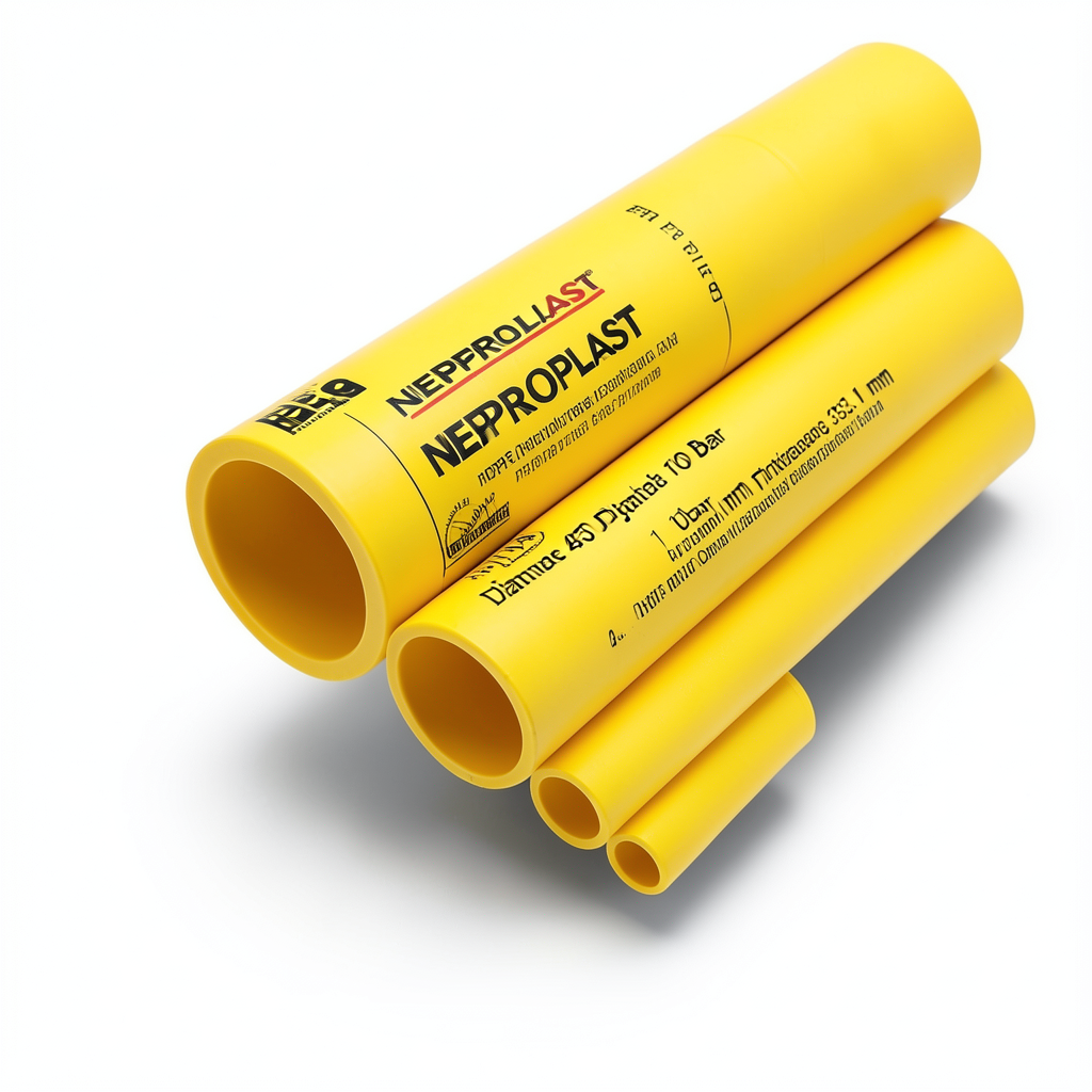 مواسير HDPE PE 80 ضغط 10 بار قطر 450 مم سمك 33.1 مم لون أصفر | نيبروبلاست