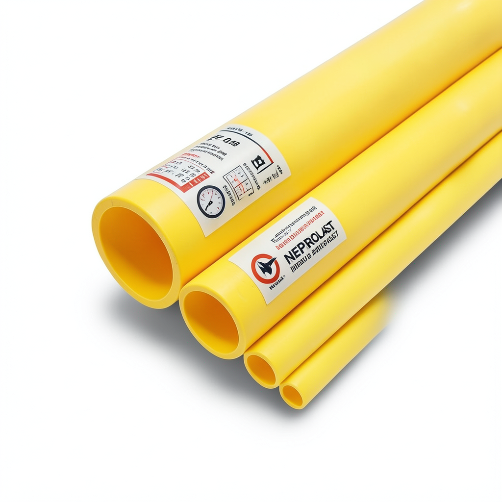 مواسير HDPE نيبروبلاست PE 80 ضغط 10 بار قطر 500 مم سمك 36.8 مم لون أصفر | نيبروبلاست