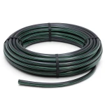 لفة أنابيب HDPE ضغط 4 بار PE 80، قطر خارجي 63 مم، SDR 33 أسود مع خط أخضر