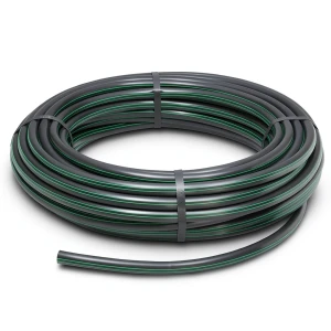 HDPE Plastic Coil Pipe Nominal Pressure 4 Bar PE 80 OD 90 mm SDR 33 Black with Green Stripes