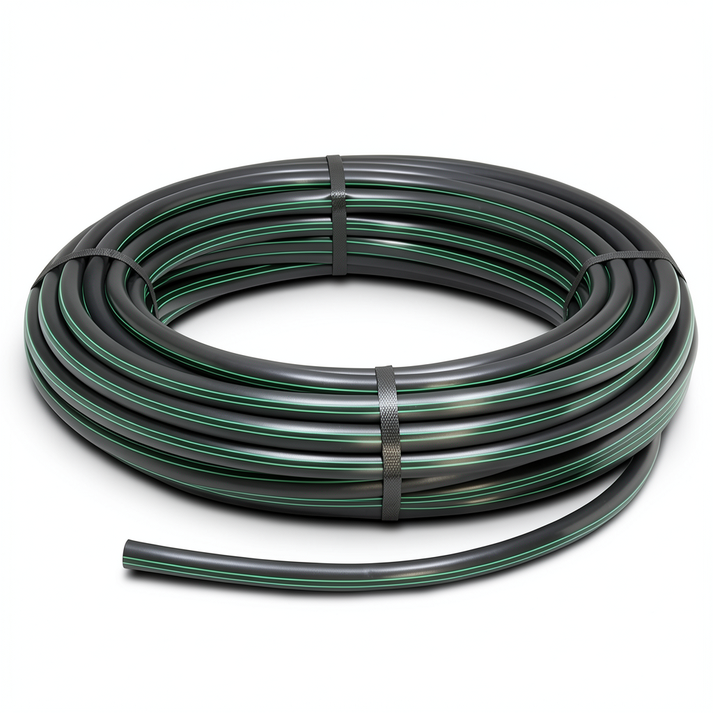 لفة أنابيب بلاستيك HDPE ضغط 4 بار PE 80 قطر خارجي 110 مم SDR 33 أسود مع خطوط خضراء