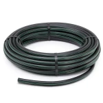 لفة أنابيب HDPE ضغط 4 بار PE 80 قطر خارجي 160 مم SDR 33 أسود مع خطوط خضراء