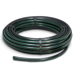 لفة أنابيب HDPE ضغط 6 بار PE 80 قطر خارجي 50 مم SDR 22 أسود مع خطوط خضراء
