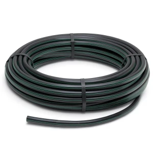 لفة أنابيب HDPE ضغط 6 بار PE 80 قطر خارجي 90 مم SDR 22 أسود مع خط أخضر