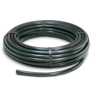 لفة أنابيب بلاستيك HDPE ضغط 6 بار PE 80 قطر خارجي 110 مم SDR 22 أسود مع خطوط خضراء