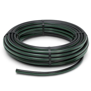 HDPE Plastic Coil Pipe PN 6 Bar PE 80 63 mm SDR 22 Black Green Stripes