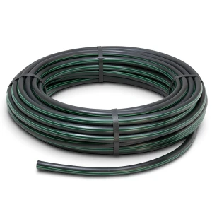 لفة أنابيب بلاستيك HDPE ضغط 6 بار PE 80 قطر خارجي 110 مم SDR 22 أسود مع خطوط خضراء