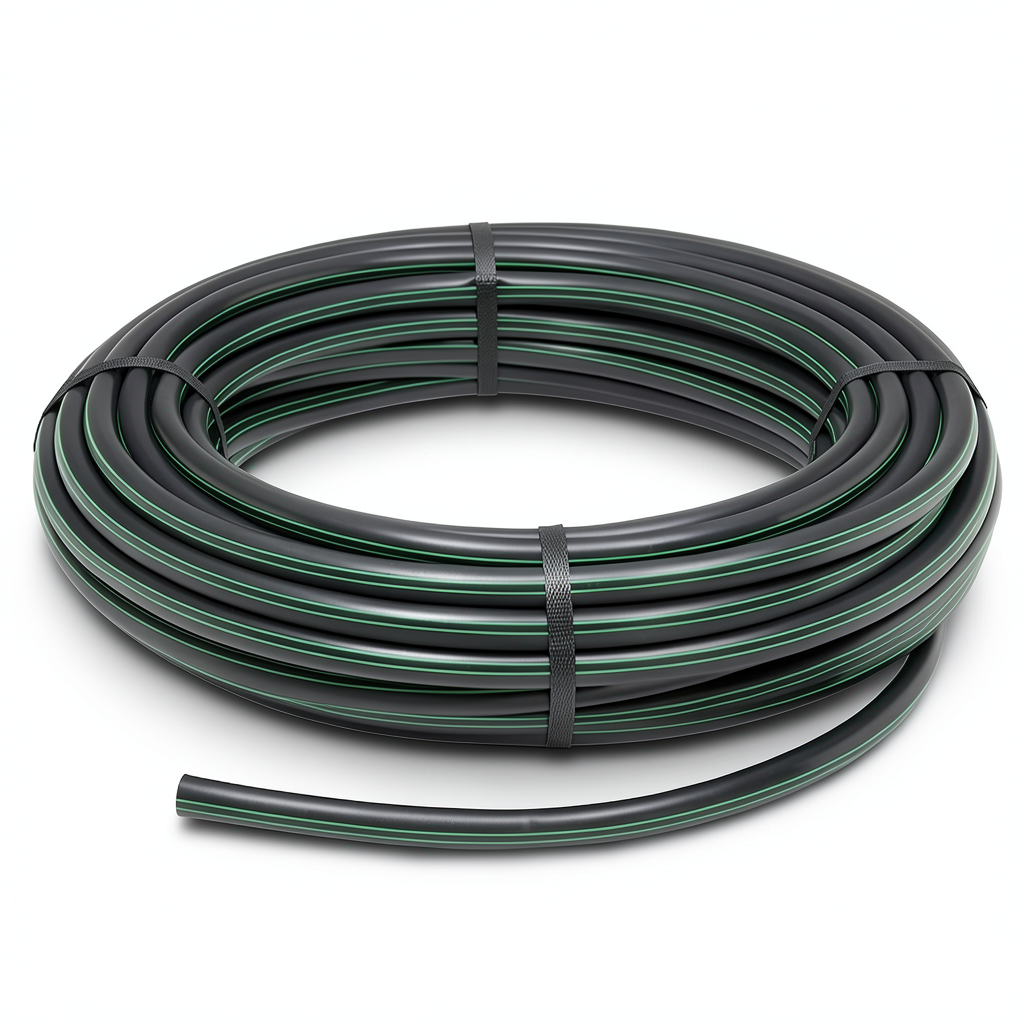 HDPE Plastic Coil Pipe PN 6 Bar PE 80 OD 125 mm SDR 22 Black with Green Stripes