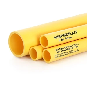 مواسير HDPE PE 80 ضغط 6 بار قطر خارجي 200 مم سمك 9.1 مم لون أصفر | نيبروبلاست