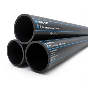 أنابيب HDPE PE 80 ضغط اسمي 10 بار قطر خارجي 225 مم سمك 16.6 مم لون أسود | نيبروبلاست
