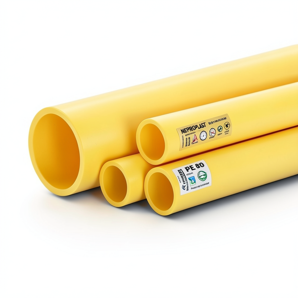 مواسير HDPE PE 80 ضغط 6 بار قطر خارجي 315 مم سمك 14.4 مم لون أصفر | نيبروبلاست