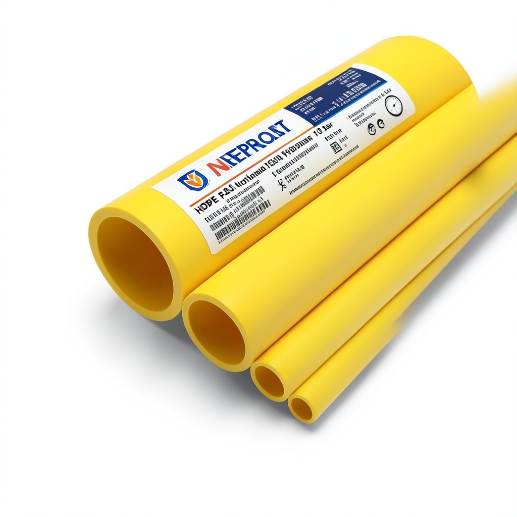 مواسير HDPE PE 80 ضغط اسمي 10 بار قطر خارجي 630 مم سمك 46.3 مم لون أصفر | نيبروبلاست